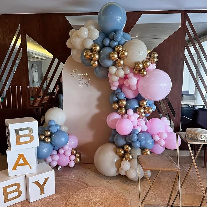 Gender Reveal Balloons, Chrome Gold Sand White Balloon - Image 6