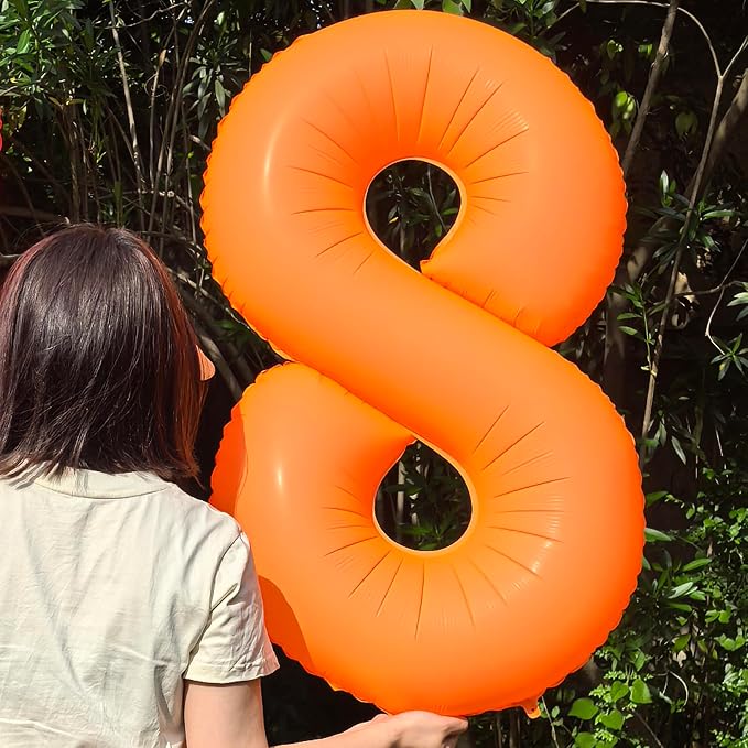 Orange Birthday Number 6 Balloon 40 inch Fluorescent Orange Number 6 | Helium - Image 5