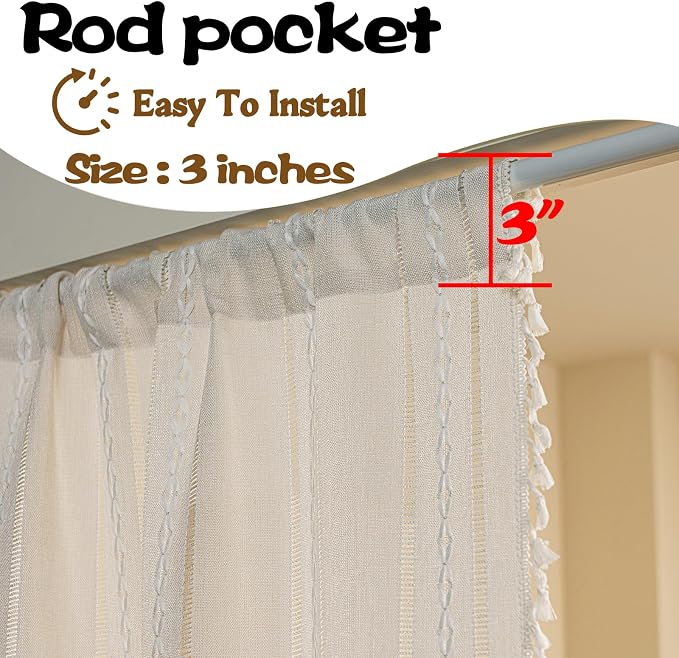 Sutuo Home Boho Door Curtains for Door Window, Bohemian Semi Blackout Curtains - Image 5