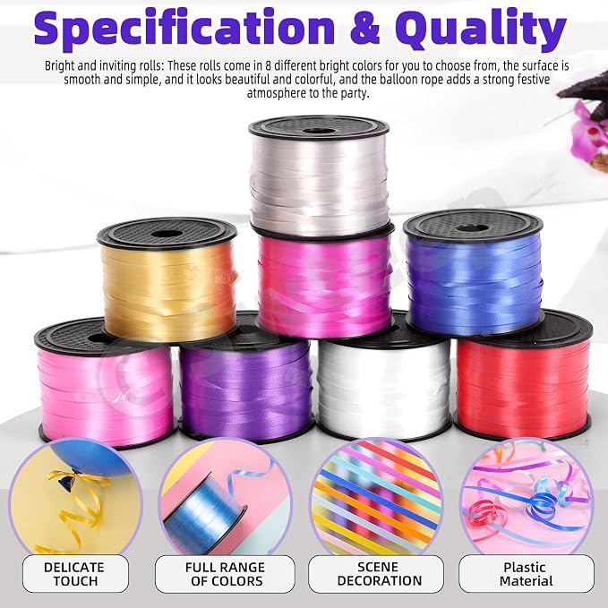 Swpeet 9Pcs 1/5"" Wide x 100 Yards Curling Ribbon - Image 3