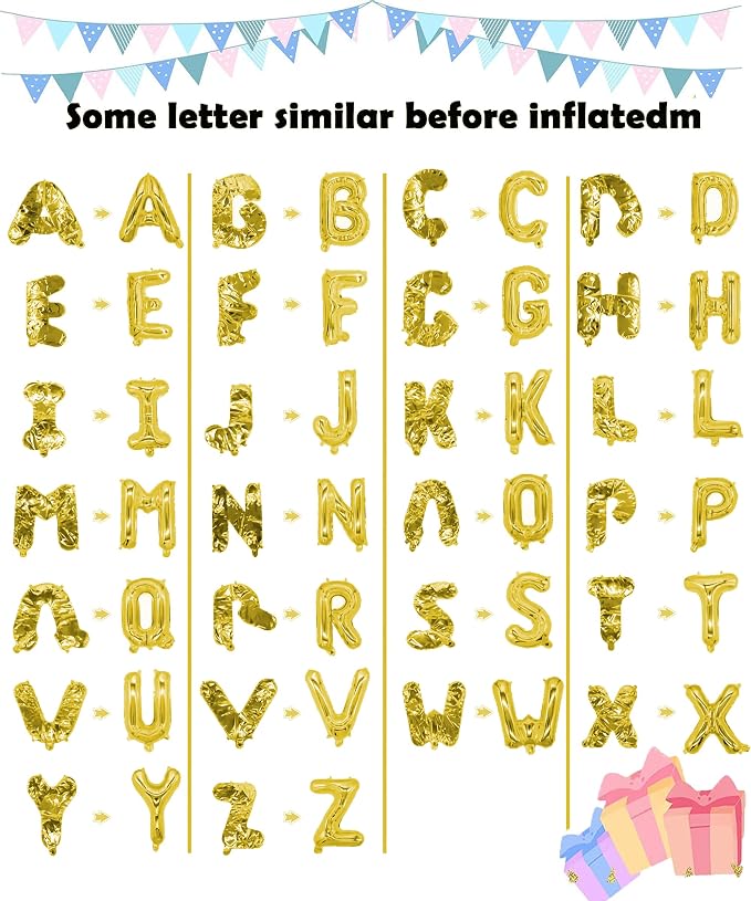 LIOZEOKUN Letter Balloons 16 Inch Mylar Foil Alphabet Letter A-Z Balloons Set - Image 2