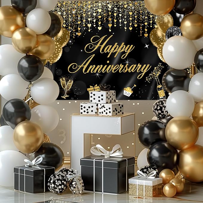 Avezano Happy Anniversary Banner Decorations - Image 2