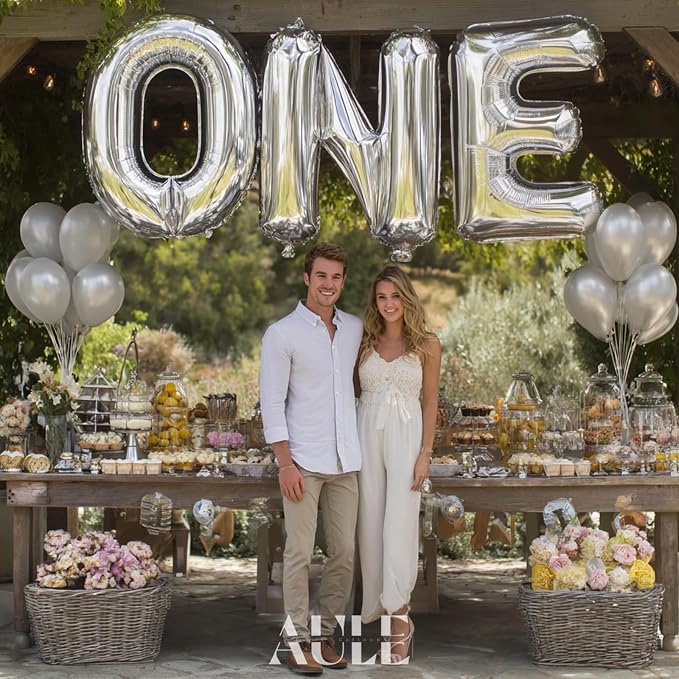 AULE 40 Inch Silver U Balloon Letter Foil A-Z Birthday Big Alphabet | Birthday - Image 4