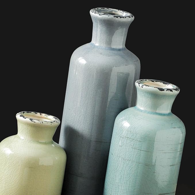 Flower Vase Set of 3, Ceramic Neutral Vases Home Decor, Pottery Rustic - Image 4