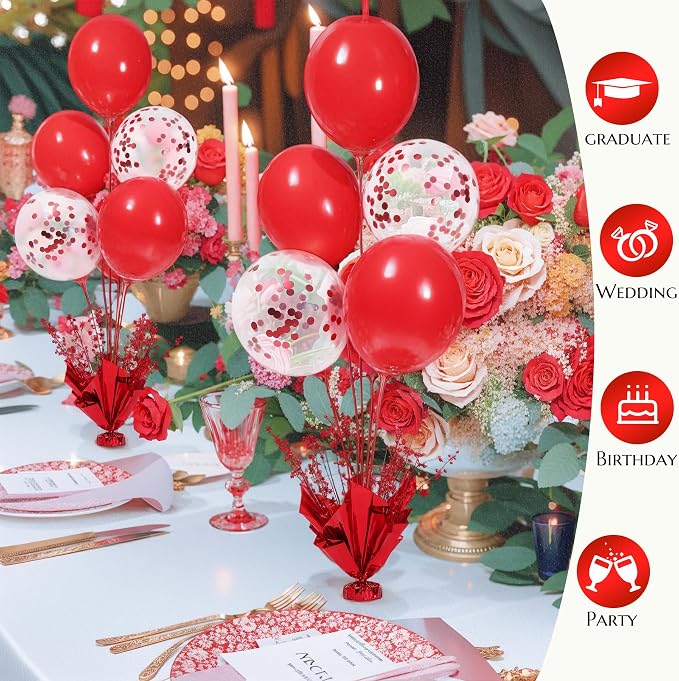 4 Set Red Balloon Centerpieces for Tables Red Balloons Stand Kit for Birthday - Image 5