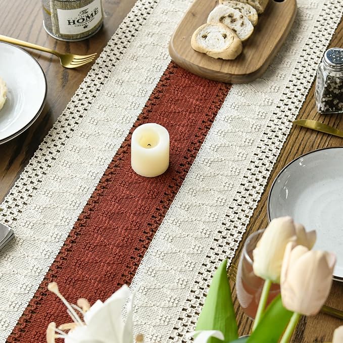 Artoid Mode Caramel Farmhouse Rustic Table Runner 12x120 Inch | Seasonal - Image 4