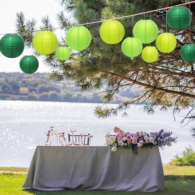 21Pcs Green Paper Lanterns, 4-10in Hanging Decor, St. Patrick's Day Party | - Image 6