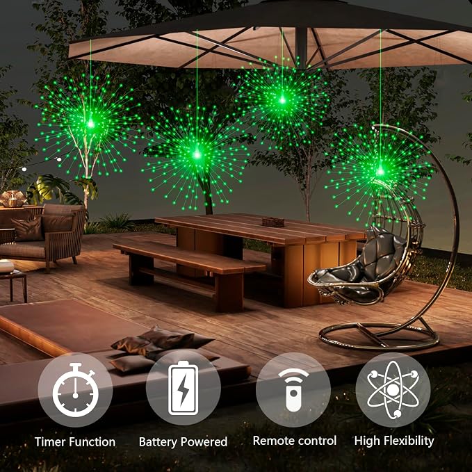 PXBNIUYA 2 Pack Starburst Sphere Lights, 200 LLED Firework Lights, 8 Modes - Image 4
