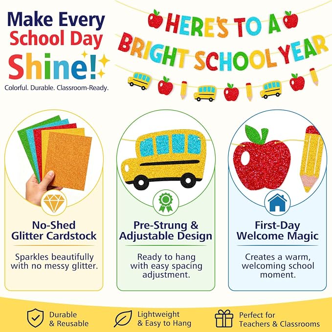 Here’s to A Bright School Year Banner Welcome Back to School Theme | Happy - Image 8