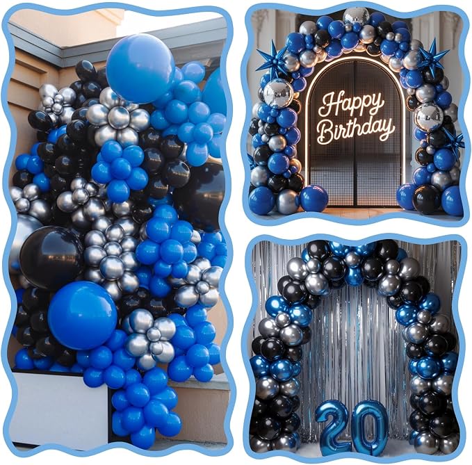 Black Blue Silver Link Balloons - Image 6