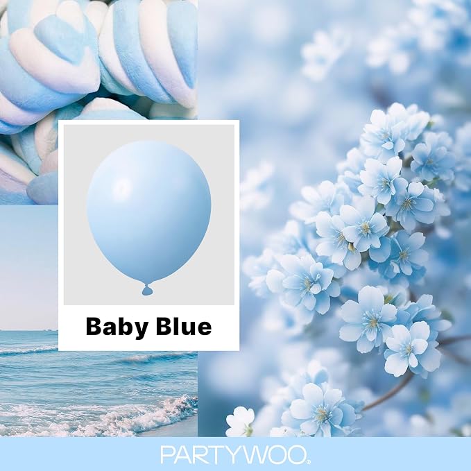 PartyWoo Baby Blue Balloons 123pcs Light Pastel Sky Aqua Blue Color | Different - Image 2