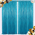 ShinyBeauty Turquoise Sequin Backdrop Curtain | 2 Panels 4FTx8FT Shimmer Backdrop | Wedding & Party Photo Background | Sky Blue Glitter Backdrop | Elegant & Sparkly Decor