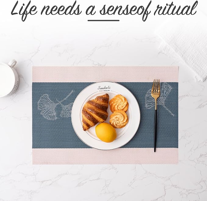 Placemats Set of 4 Washable Indoor | Outdoor Vinyl Place Mats - Image 6