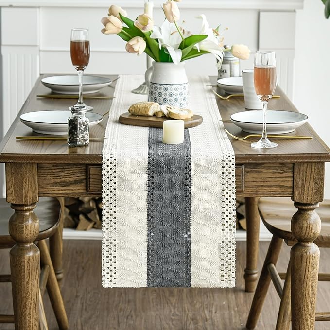 Artoid Mode Dark Grey Farmhouse Rustic Table Runner 12x48 Inch | Seasonal - Image 2