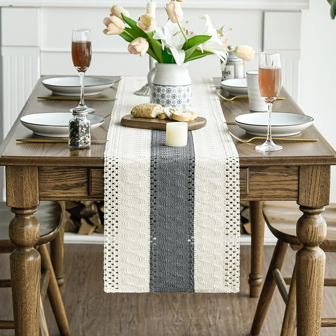 Artoid Mode Dark Grey Farmhouse Rustic Table Runner 12x60 Inch | Seasonal - Image 2