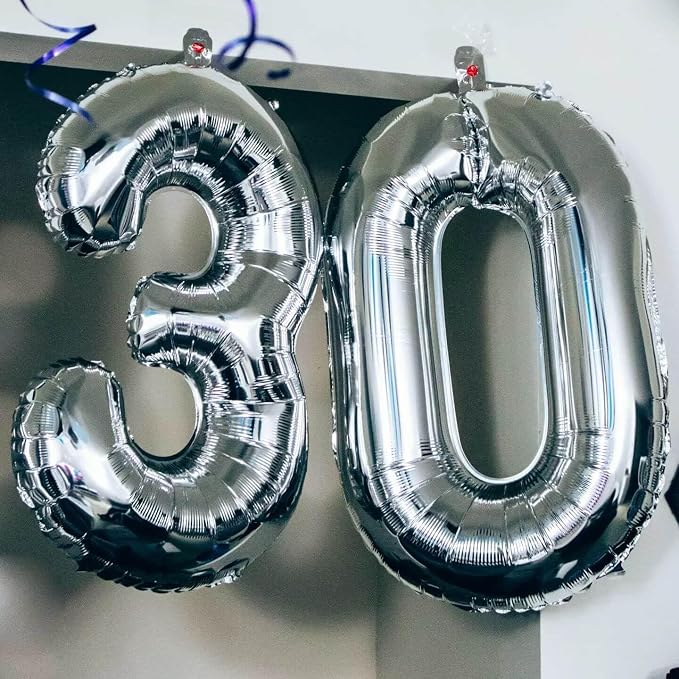 40 Inch Silver 35 Balloons Giant Number 35 Balloons Silver 35 Birthday Balloons - Image 3