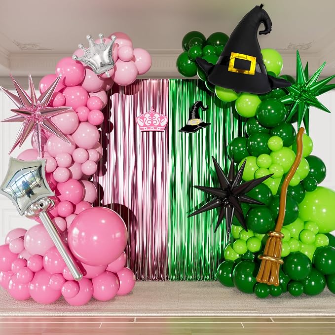 Pink and Green Balloon Garland Arch Kit, Witch Themed Party Decor | 140 Pcs by Haolongfa
