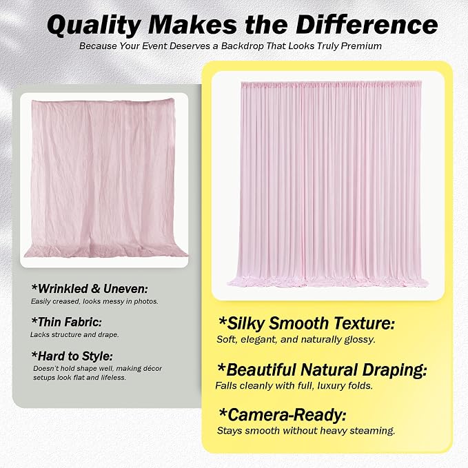 20x12 ft Light Pink Backdrop Curtains - Image 5