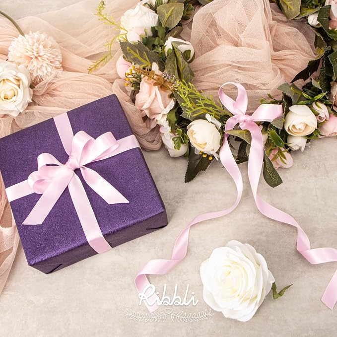 Ribbli Light Pink Satin Ribbon 5/8 inch x Continuous 25 Yards, Double Faced - Image 3