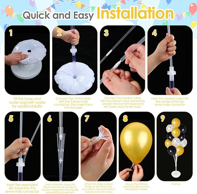 Aneco 4 Set Black and Gold Balloon Stand Kit - Image 5