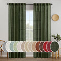 MIULEE Olive Green Linen Curtains 37x84 Inch Length by MIULEE