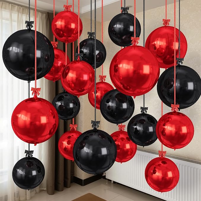 Black Red Round Foil Balloons by Togvu
