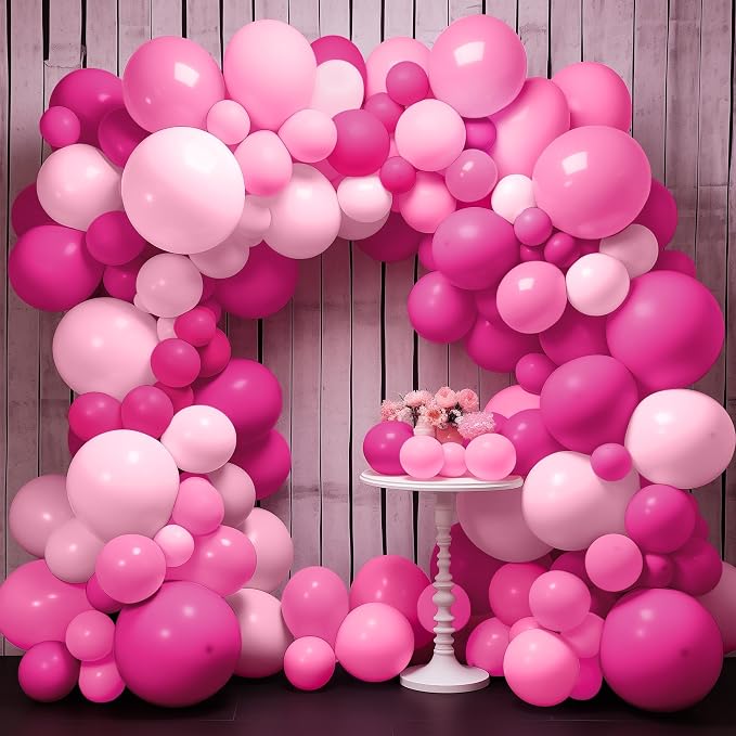 Paready Pink Balloons Set, 12 Inch Confetti Balloon Metallic Silver Party - Image 4
