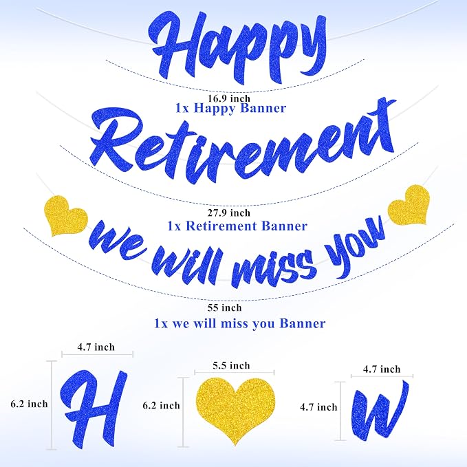 Pre-Strung Happy Retirement Banner & We Will Miss You Banner - Image 4