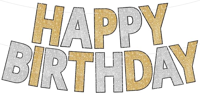 KatchOn Wall Banner for Gold and Silver Happy Birthday Decorations 10 Ft | by KatchOn