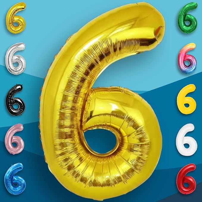 Gold Number Balloon 6 Mylar Foil Balloons 32 inch - Image 5