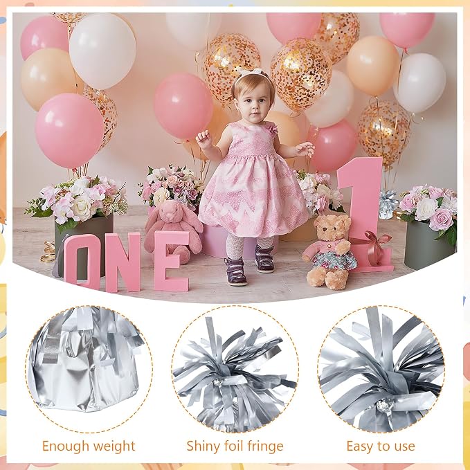 8 Pcs Silver Metallic Balloon Weights Holder Anchors Balloon Holder Weights - Image 3