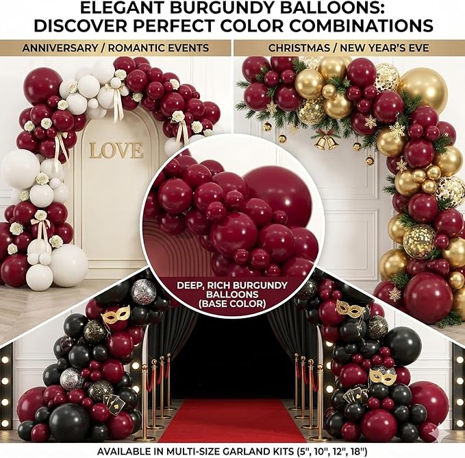 104pcs Burgundy Balloon Garland Arch Kit Different Sizes 18/12/10/5 Inch | - Image 6