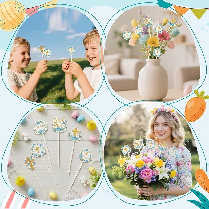 TICIAGA Floral God Bless Decorative Picks - Image 6