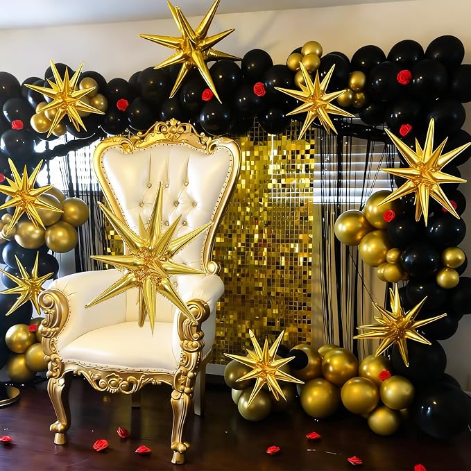 9Pcs Gold Star Balloons, Large Explosion Star Foil Balloons, Metallic Gold - Image 5