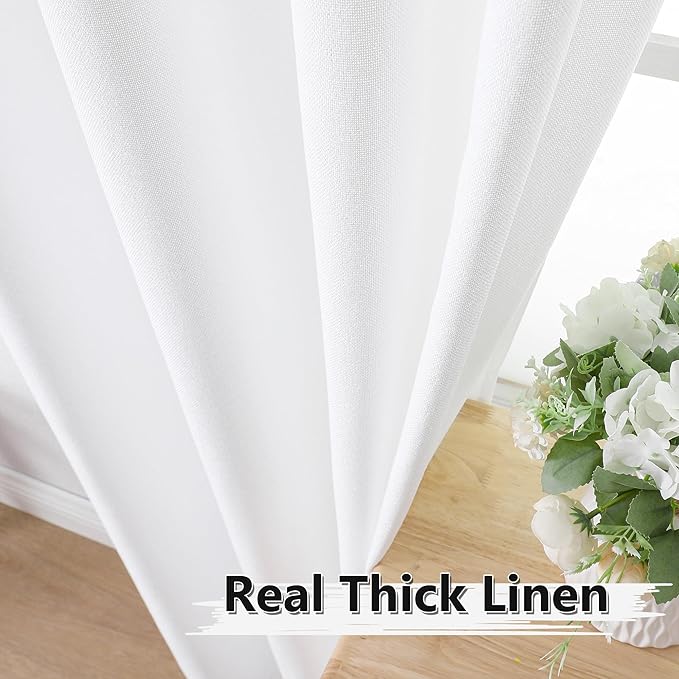 Tollpiz Short Linen Tier Curtains Rod Pocket Semi Sheer Half Kitchen Curtain - Image 3