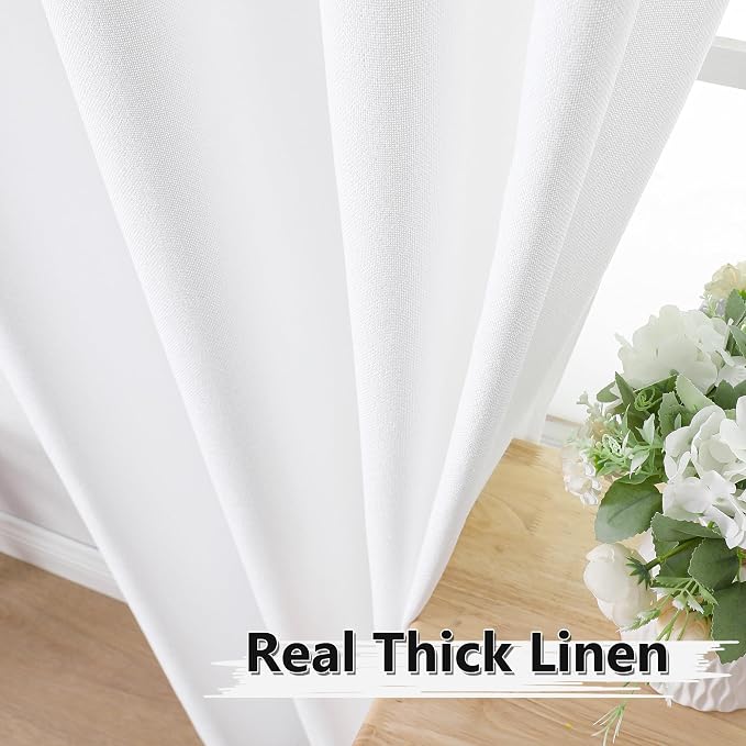 Tollpiz Linen Tier Curtains Rod Pocket Semi Sheer Short Kitchen Curtain Half - Image 3