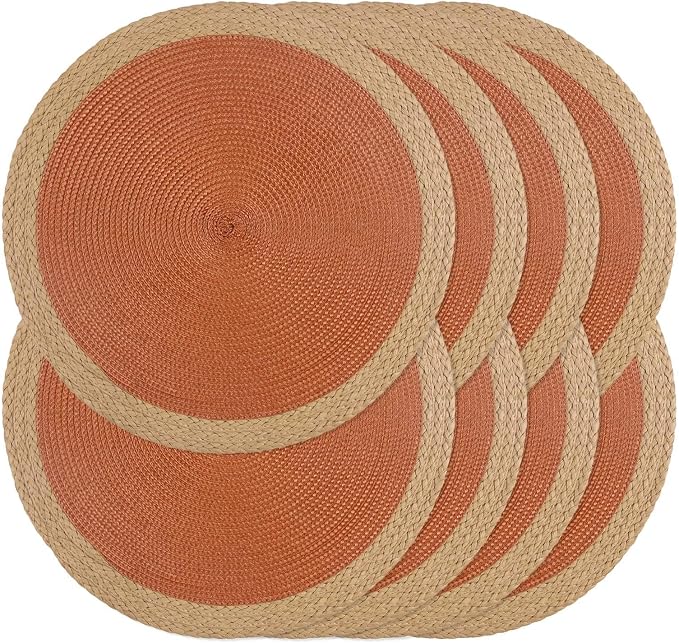 Noctiflorous Braided Round Placemats Set of 8, 15 Inch Woven Table Mats by Noctiflorous