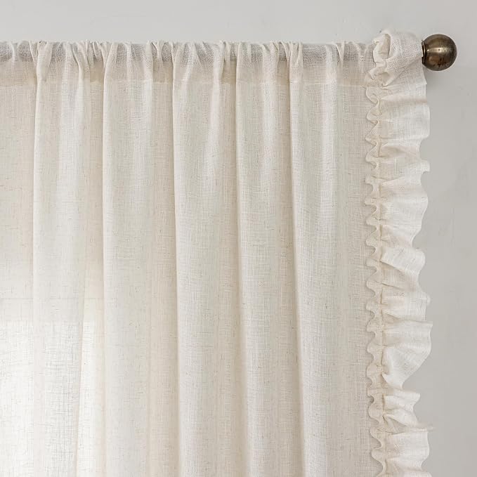Farmhouse Linen Ruffle Curtains - Image 3