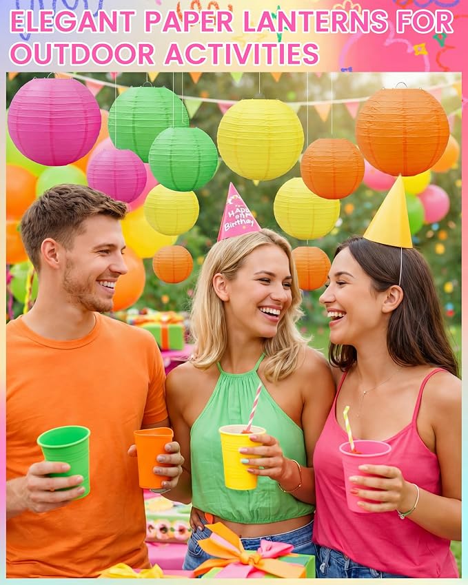 Treela 48 Pcs Paper Lanterns Party Decorations Chinese Lanterns Round Paper - Image 5