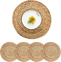 Round Woven Placemats Set of 4, Natural Water Hyacinth Place mats, 13.5 Inch by CYSISTERS