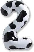 Cow Print Birthday Number Balloons, 40 Inch Large Foil Number 2 Self Inflating by Isndare