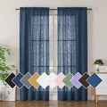 Simplebrand Navy Blue Semi Sheer Curtains 84 Inches Long 2 Panels, Light by Simplebrand