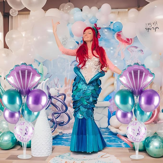 Mermaid Table Centerpiece Balloons Stand Kit, Beach Mermaid Theme Sea Theme - Image 4