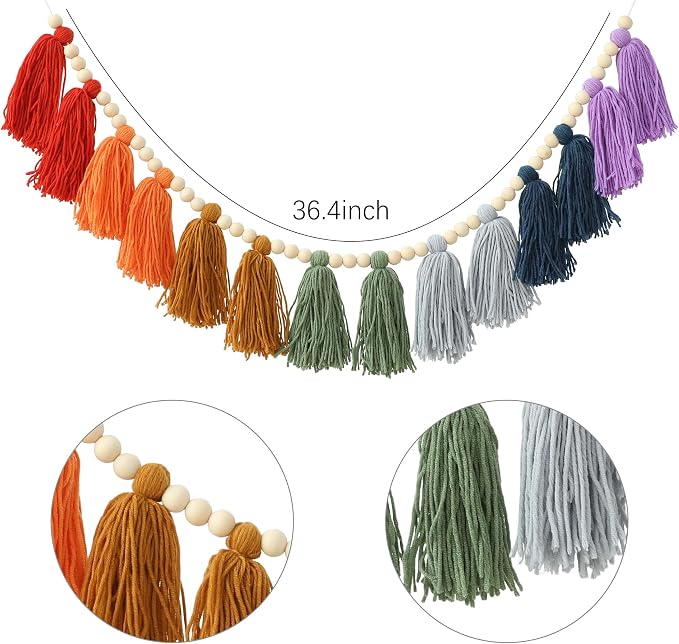 DCJHFJ Boho Tassel Garland Wall Hanging - Image 5