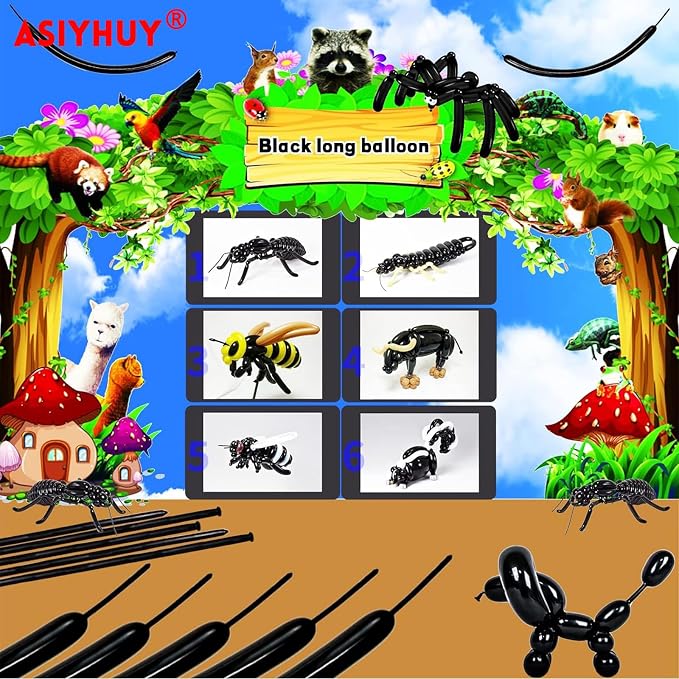 260 Long Balloons 100 Pack Black Twisting Animal Balloons Thickening Latex - Image 5