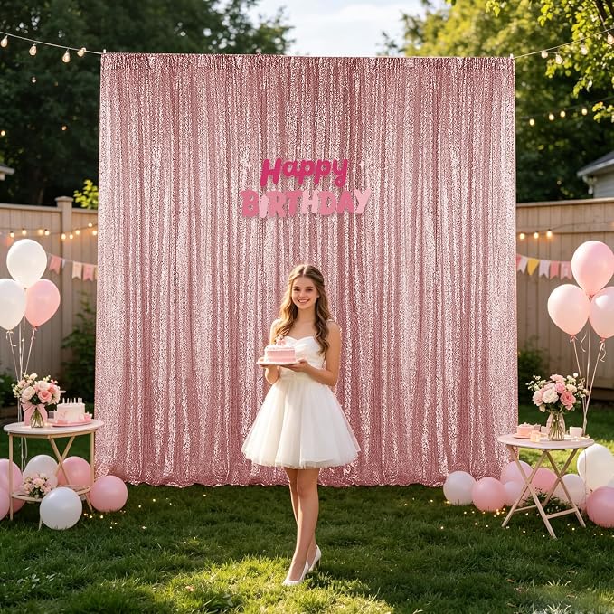 Hahuho Rose Gold Sequin Backdrop Curtain, Party Decoration（2 Panels, 2FT x 8FT - Image 8