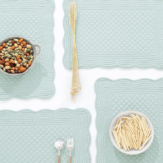 HOMBYS Quilted Placemats Set of 6 Washable-13x18 inches Rectangular Placemats - Image 5