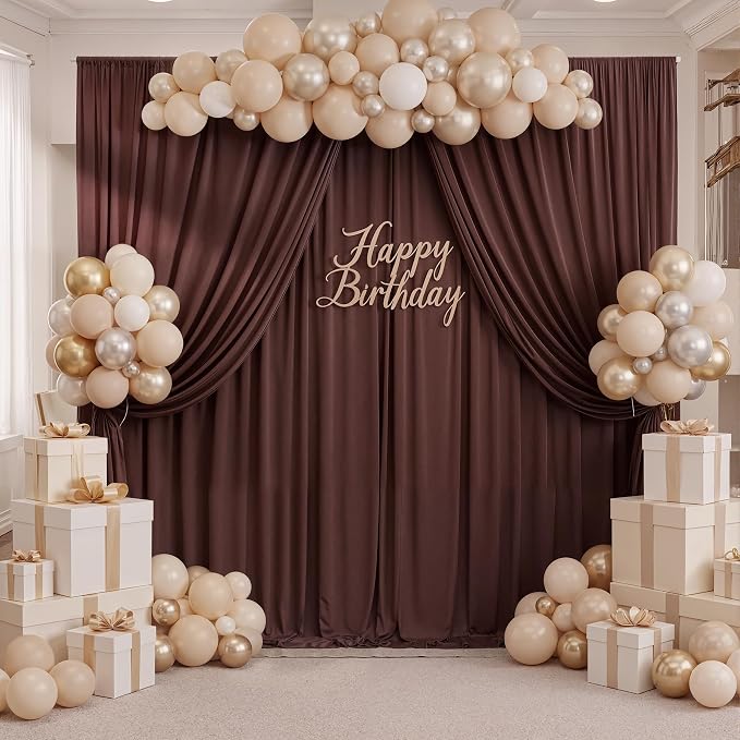 20ft x 10ft Wrinkle Free Brown Backdrop Curtains - Image 7