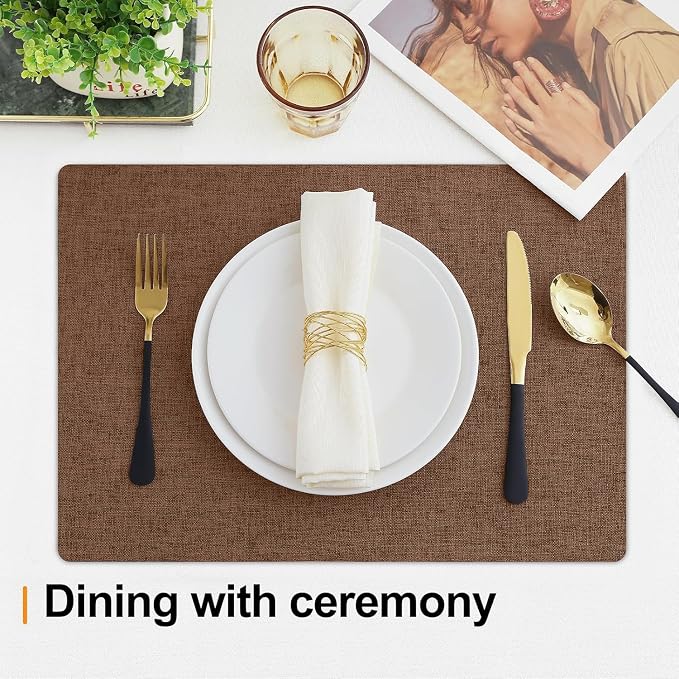 Homaxy Cloths Placemats for Dining Table Set of 6, Cotton Linen Blend Table Mats - Image 4