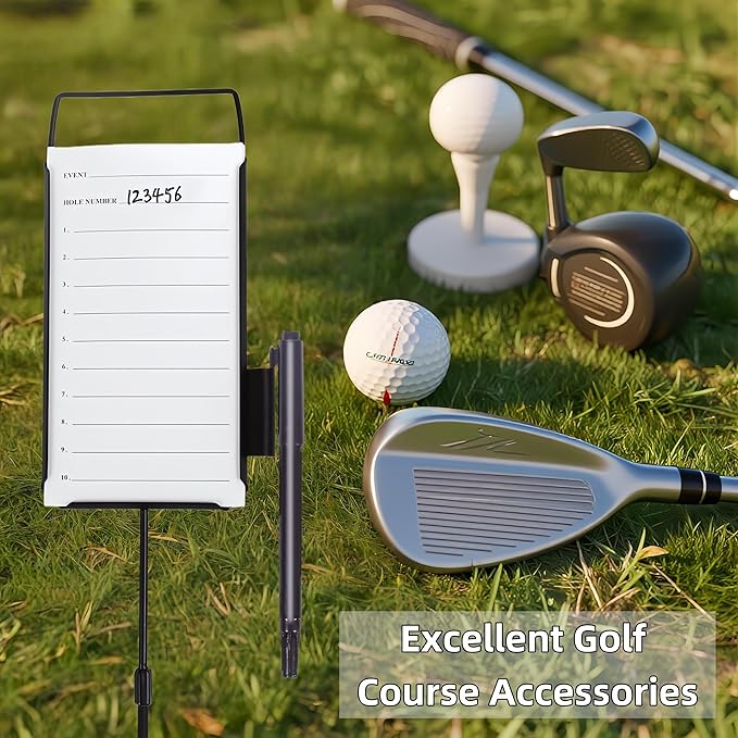 Golf Metal Proximity Marker, Closest to The Pin Marker Set- Includes Golf Course Fairway Distance Markers, Pens and Cards Perfect for Sports & Outdoors Golf Tournament Signs（4 Pack）